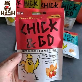 Chick & Go gedroogde kipfilet met zoete en hete pepersmaak, 30 g Chick & Go gedroogde kipfilet met zoete en hete pepersmaak, 30 g