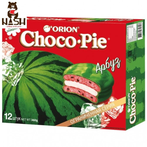Печенье Orion Чоко-пай со вкусом Арбуза, 12шт.