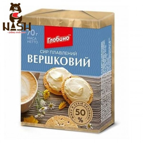 Сир плавлений Глобино «Вершковий» 50% жирності, 70г