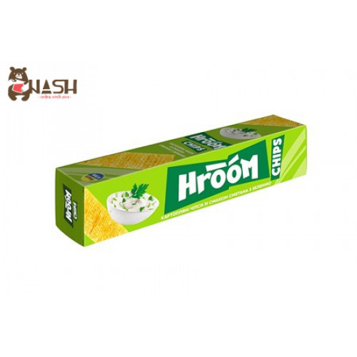 Картопляні чіпси платівки Hroom зі смаком «Сметана та зелень», 50г