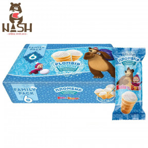 Vanilla ice cream Masha and the Bear in six waffle cups, 130 ml each