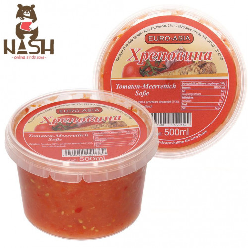 Euro-Asia sauce with horseradish and tomatoes "Khrenovina" no preservatives, 500ml (best before 15/12)