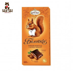 Chocolate from the factory named after Krupskaya "Belochka" bitter with whole almonds, 100g Chocolate from the factory named after Krupskaya "Belochka" bitter with whole almonds, 100g