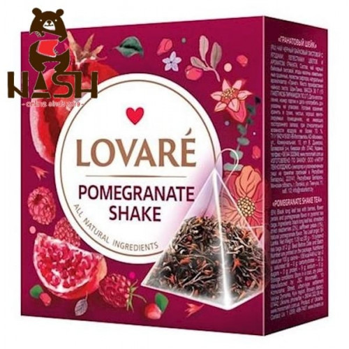 Gearomatiseerde zwarte Oekraïense thee Lovare "Granaatappelshake" in 15 zakjes