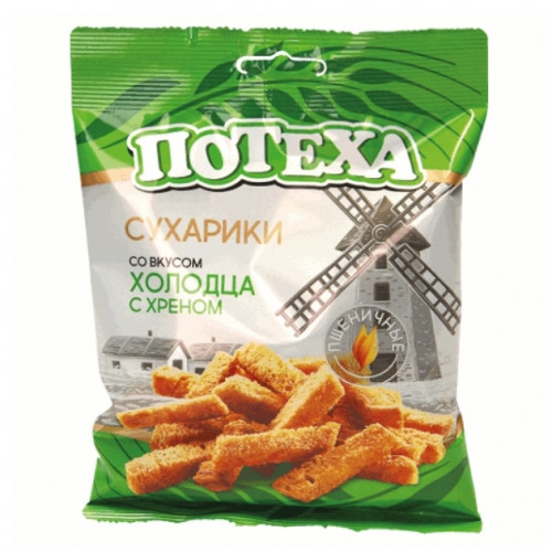 Fried croutons Potekha with jelly and horseradish taste, 80g