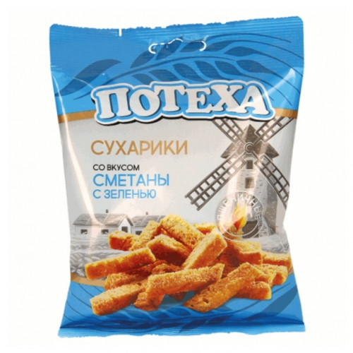 Fried croutons Potekha with sour cream flavor with herbs, 80g