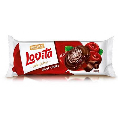 Ukrainian cookies Roshen Lovita Jelly with jelly filling with cherry flavor, 135g