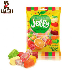 Oekraïense gelei-snoepjes Roshen met smaken: appel, aardbei, framboos, citroen, sinaasappel, peer, 200g Oekraïense gelei-snoepjes Roshen met smaken: appel, aardbei, framboos, citroen, sinaasappel, peer, 200g