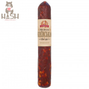 Oekraïense gekookte gerookte varkensworst Saltovsky vleesverwerkingsfabriek "Kiev", 320 g Oekraïense gekookte gerookte varkensworst Saltovsky vleesverwerkingsfabriek "Kiev", 320 g