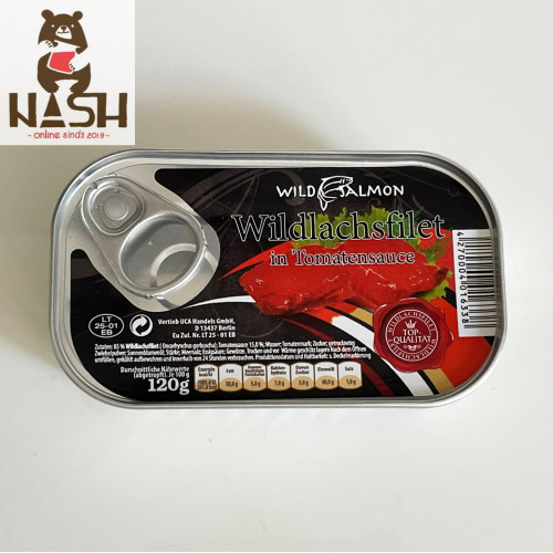 Ingeblikte zalm Wild Salmon in tomatensaus, 120g