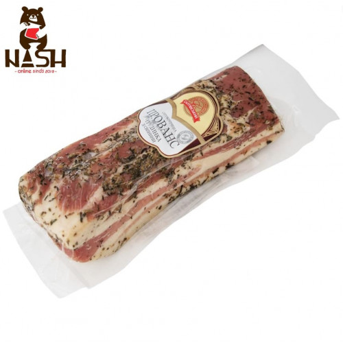 Oekraïense varkensbuik van vleesfabriek Saltovsky "Provence" gekruid en gerookt, 350-380 g