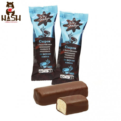 Svalya Cottage Cheese with Coconut Flavor in Belgian Dark and Milk Chocolate, 40g