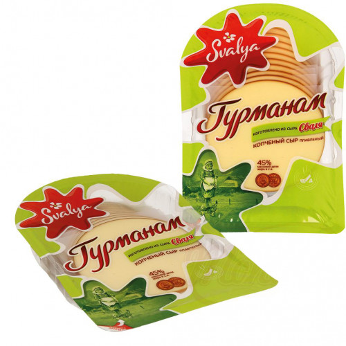 Processed smoked cheese Svalya "Gourmets" cut into pieces, 180g