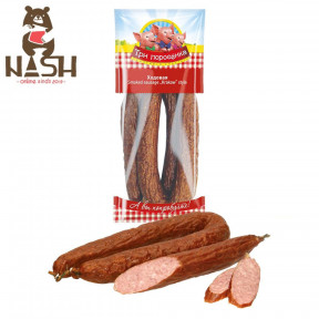 Варено-копченая колбаса Три поросенка "Ходовая, По-Краковски", 600г Варено-копченая колбаса Три поросенка "Ходовая, По-Краковски", 600г