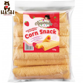Vkusnyasha corn tubes with strawberry flavored filling, 150g