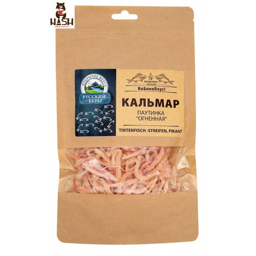Dried and salted squid Russkiy bereg "Fiery Web" with crab flavor, 100g
