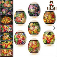 Sticker, thermisch label Zhostovo voor zeven paaseieren