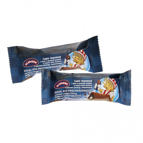 Chocolate frozen curd cheese with cream filling and cocoa flavored biscuit in milk chocolate, 40g
