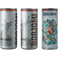 Borjomi mineral water in an aluminum can, 0.33l
