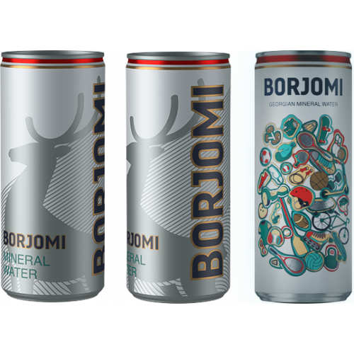 Borjomi mineral water in an aluminum can, 0.33l