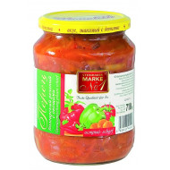 Bulgaarse pepers, gesneden, met groenten, heet, 710 gr.