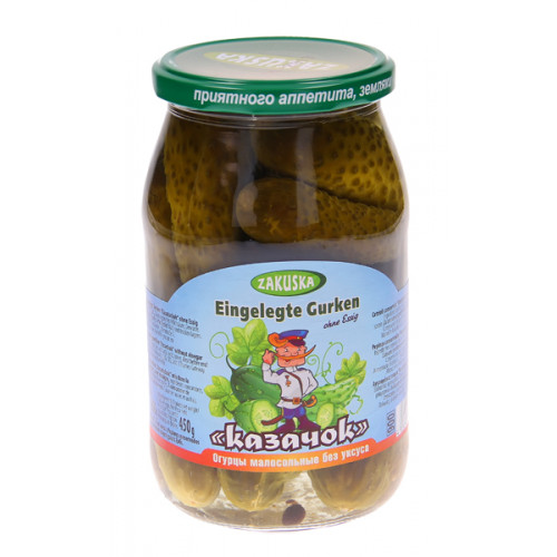 Lightly salted cucumbers "Cossack" without vinegar, 850g