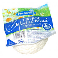 Творог деревенский зернистый 30% жирности, 275г 