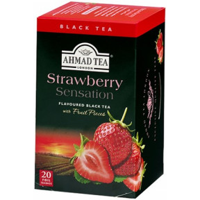 Zwarte thee Ahmad met aardbeiensmaak, in zakjes 20 x 2g