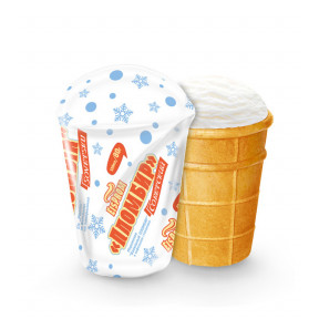 Ванильное мороженое "Пломбир" в вафельном стаканчике, 130мл Ванильное мороженое "Пломбир" в вафельном стаканчике, 130мл