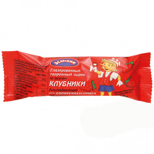 Curd cheese in chocolate with strawberry flavor, 40g