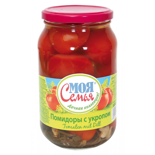 Pickled tomatoes with dill "My family", 880g