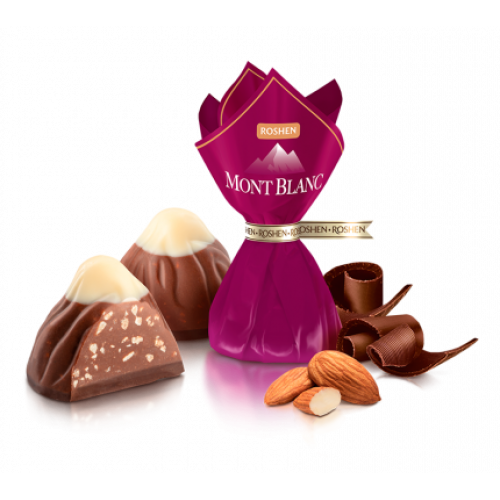 Oekraïense zoetigheden Roshen "Mont Blanc" met geplette amandelen, 250g