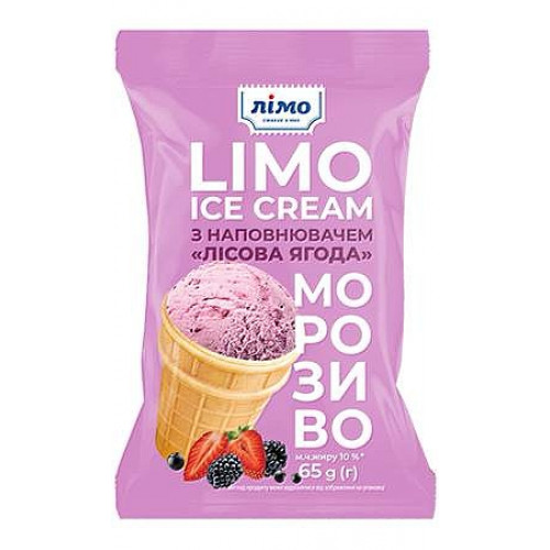 Мороженое в вафельном стаканчике Limo "Лесная ягода", 65г