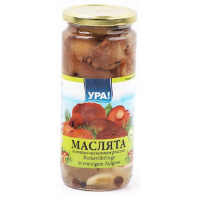 Butter mushrooms in garlic brine Ura!, 500ml Butter mushrooms in garlic brine Ura!, 500ml
