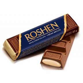 Ukrainian milk chocolate bar Roshen with creme brulee filling, 43g Ukrainian milk chocolate bar Roshen with creme brulee filling, 43g