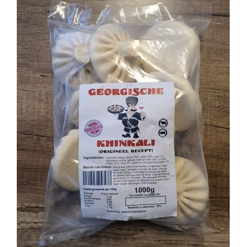 Bevroren Georgische zelfgemaakte khinkali, gemaakt in Nederland, 10st, ongeveer 1kg