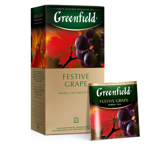 Чайний фруктовий напій Greenfield "Festive grape" в 25 пакетиках по 2 г Чайний фруктовий напій Greenfield "Festive grape" в 25 пакетиках по 2 г