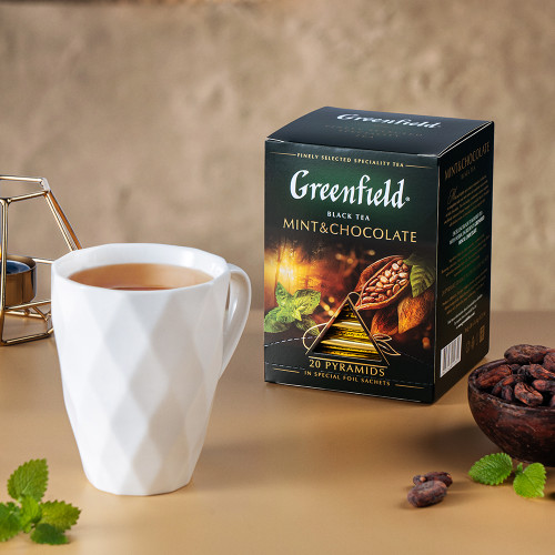 Чай чорний Greenfield "Mint&Chocolate" в 20 пірамідках по 2г Чай чорний Greenfield "Mint&Chocolate" в 20 пірамідках по 2г