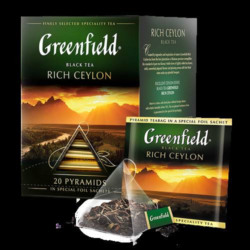 Чай чорний Greenfield "Rich Ceylon" в 20 пірамідках по 2г Чай чорний Greenfield "Rich Ceylon" в 20 пірамідках по 2г