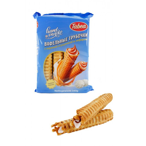Вафельные трубочки с вареной сгущенкой и зефиром Tabea, 340г 
